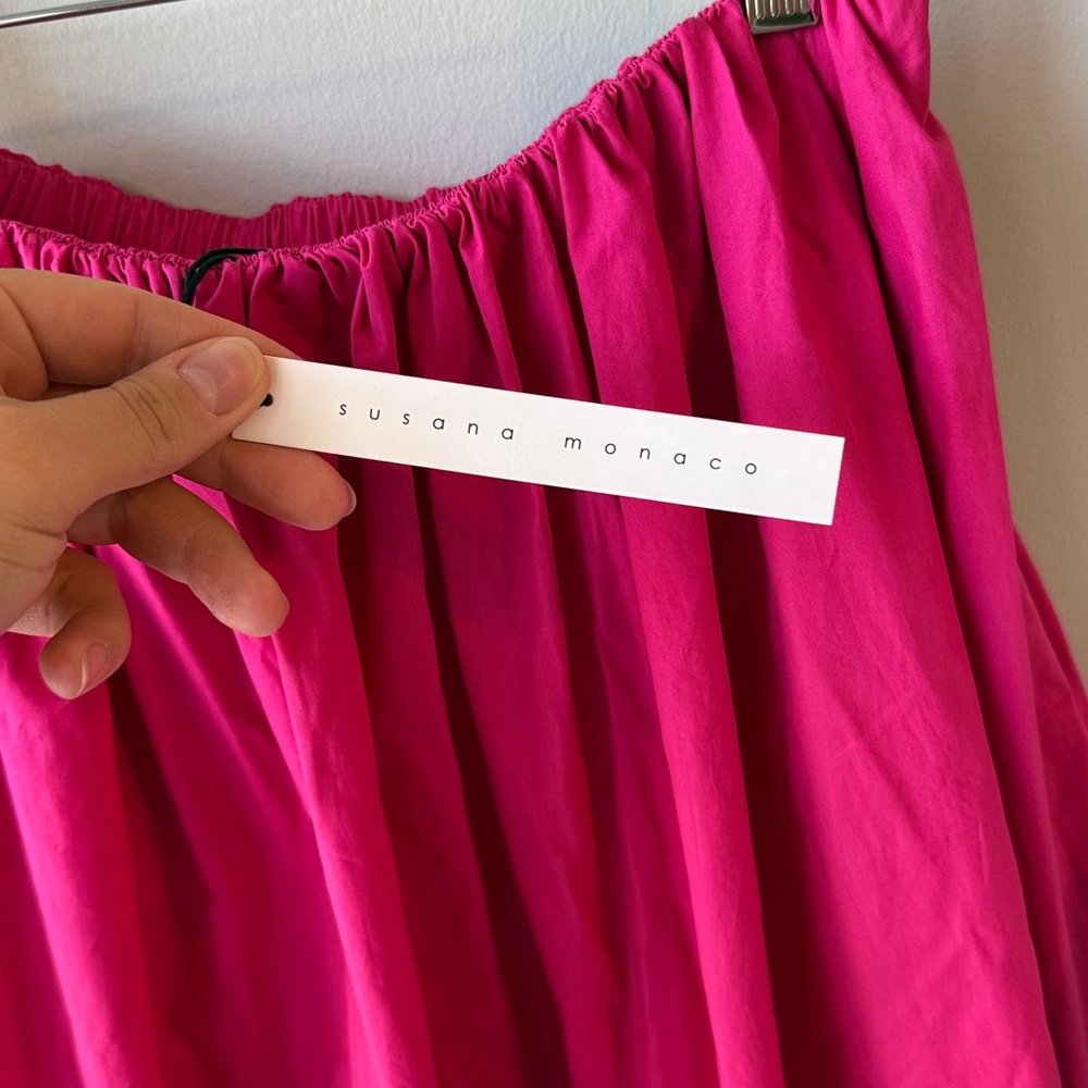 SALE TODAY ONLY! NWT Revolve Susana Monaco Poplin‎ Bubble Dress in Fuchsia - Picture 6 of 10